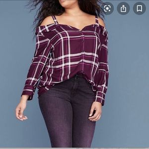 Off the shoulder flannel